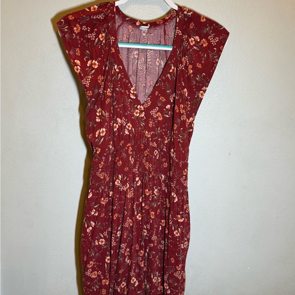 Old Navy Burgundy Floral Midi Dress